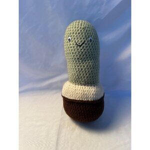Handmade Crochet Cactus Plush Toy Green Cream & Brown - Amigurumi Decor Gift 12"